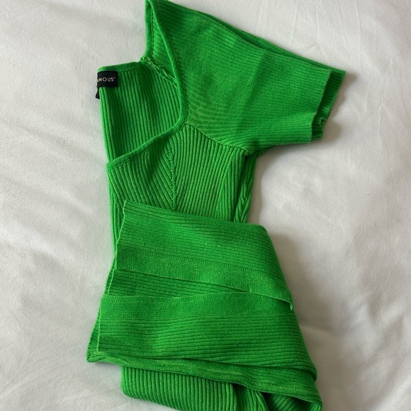 Green Ribbed Knit Dress - Picture 2 of 5